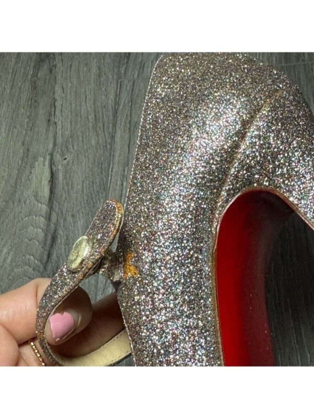 Christian Louboutin Bana 140 Glitter Minispecchio Silver Mary Jane Platform 0412 - Picture 10 of 12